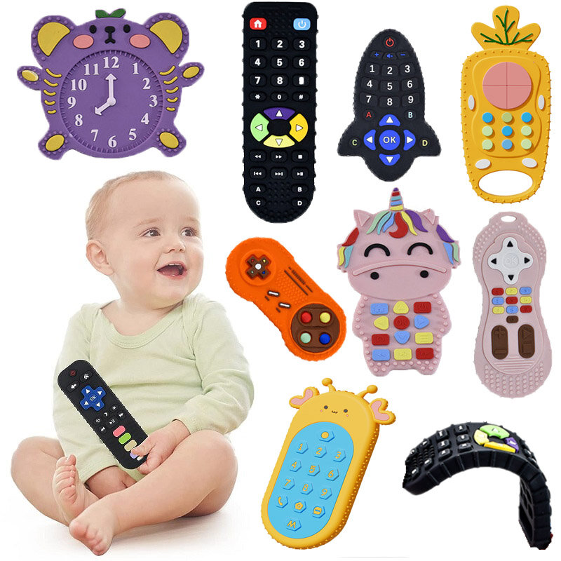 Siliconen Baby Tandjes Speelgoed Afstandsbediening Kauwen Bijtring Voor Baby 'S Babyspeelgoed 0 12 Maanden Pasgeboren Baby Sensorische Ontwikkeling Speelgoed