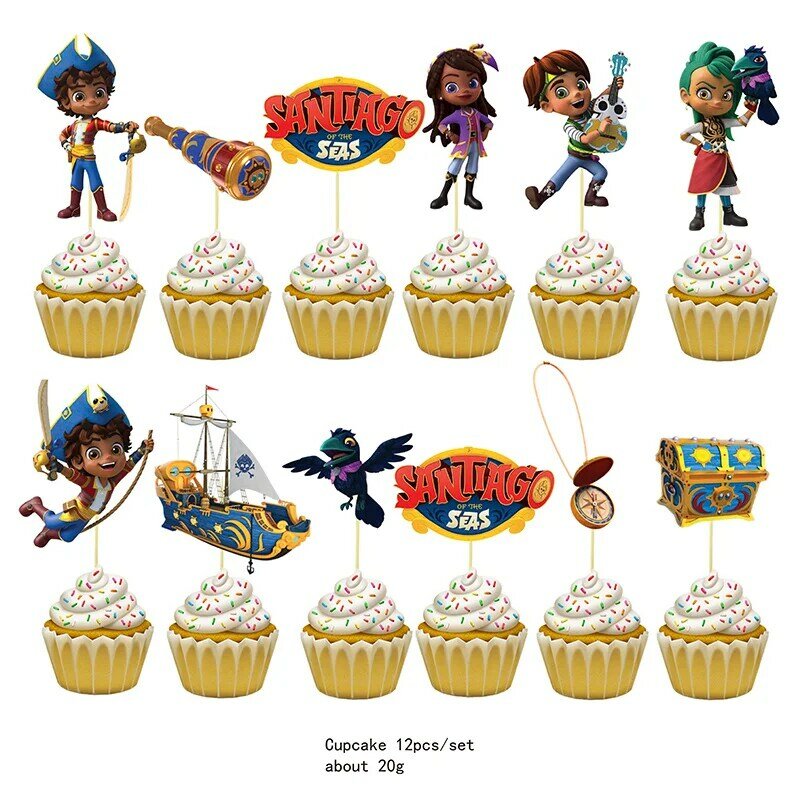 Disney Santiago of The Seas Blue Birthday Party Decoration Disposable Set Tableware Plate Cake Toppers for Kid Shower Supplies
