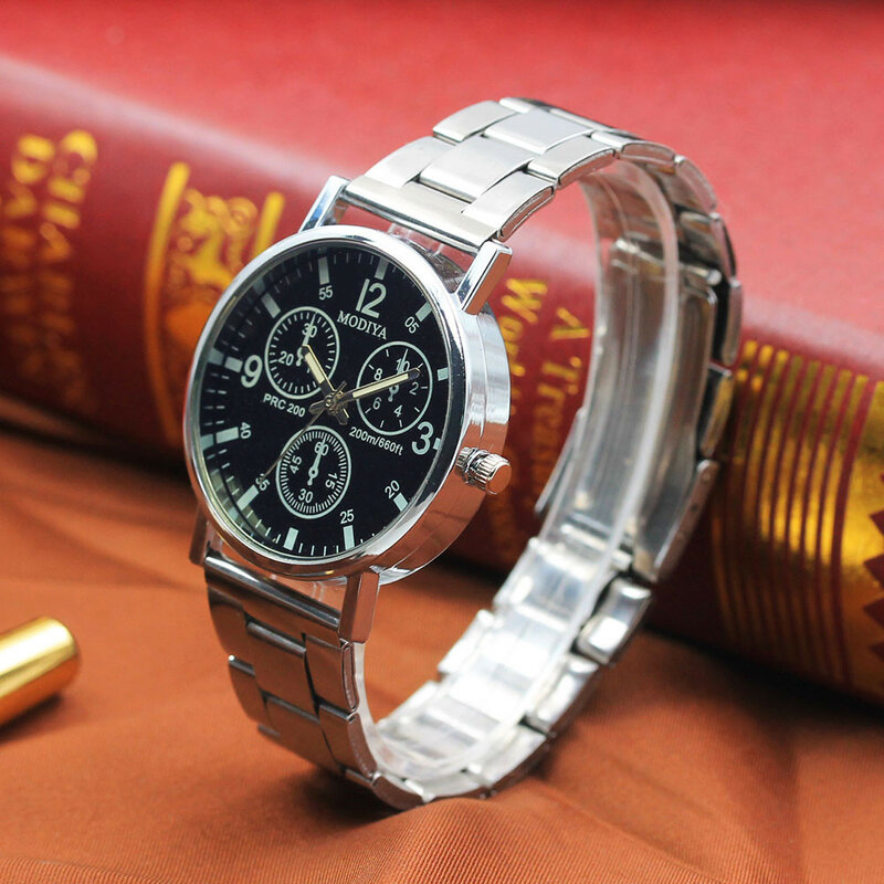 Reloj de cristal brillante de acero azul, reloj Premium Neutral, fideos negros, azul, moda, envío directo