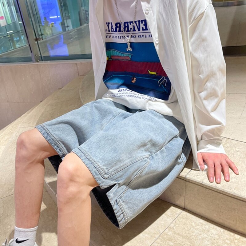 Shorts Y2K Pants Harajuku Gothic Hip Hop Cartoon Graphic Embroidery Retro Denim Gym Shorts Men Basketball Shorts jeans