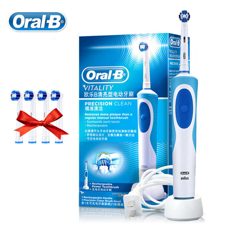 Brosse à dents électrique Oral B, livres de rotation, 3D, dents blanches, vitalité adulte, charge inductive + tête de brosse cadeau