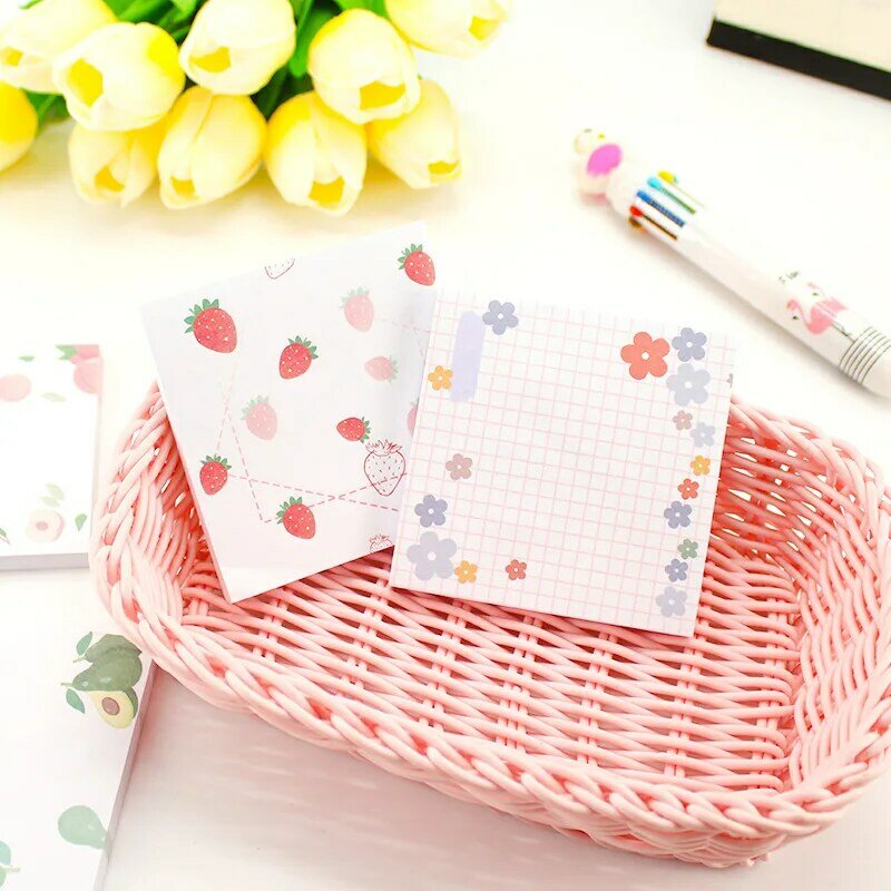 Bloc-Notes créatif fleur fraîche Hyunya Ins, Notes autocollantes mignonnes, petit carnet de Notes, papier, Message N Times Kawaii