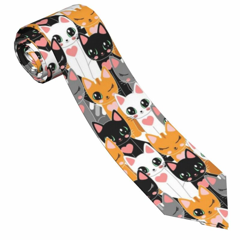 Dasi kartun kucing kasual, panah kasual kartun kucing ilustrasi dasi ramping untuk pesta Formal