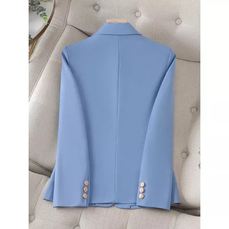 Office Ladies Work Wear Blazer Women Jacket Long Sleeve Blue Apricot Coffee Female Slim Formal Coat For Autumn Winter
