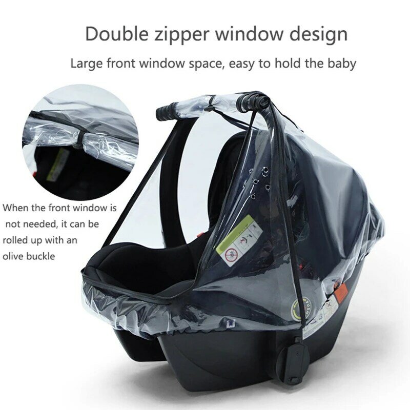 Funda de lluvia para asiento de coche de bebé, impermeable transparente, EVA, para cochecito de grado alimenticio