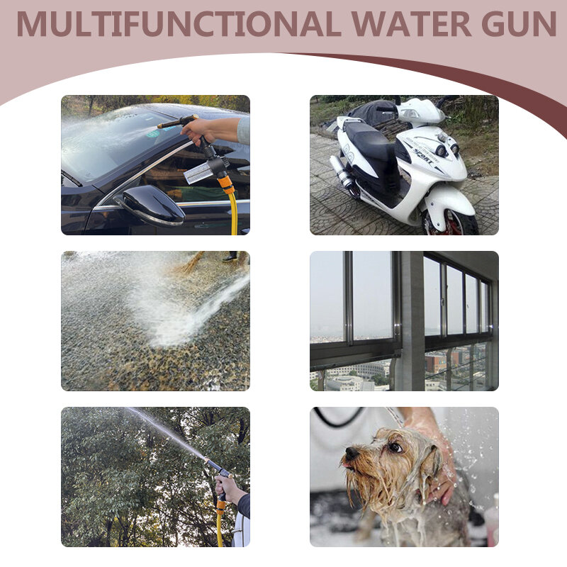 Pistola de agua pulverizada de alta presión, boquilla de manguera de riego de jardín, pistolas de lavado de automóviles, Kits de herramientas de lavado de automóviles, herramientas de limpieza