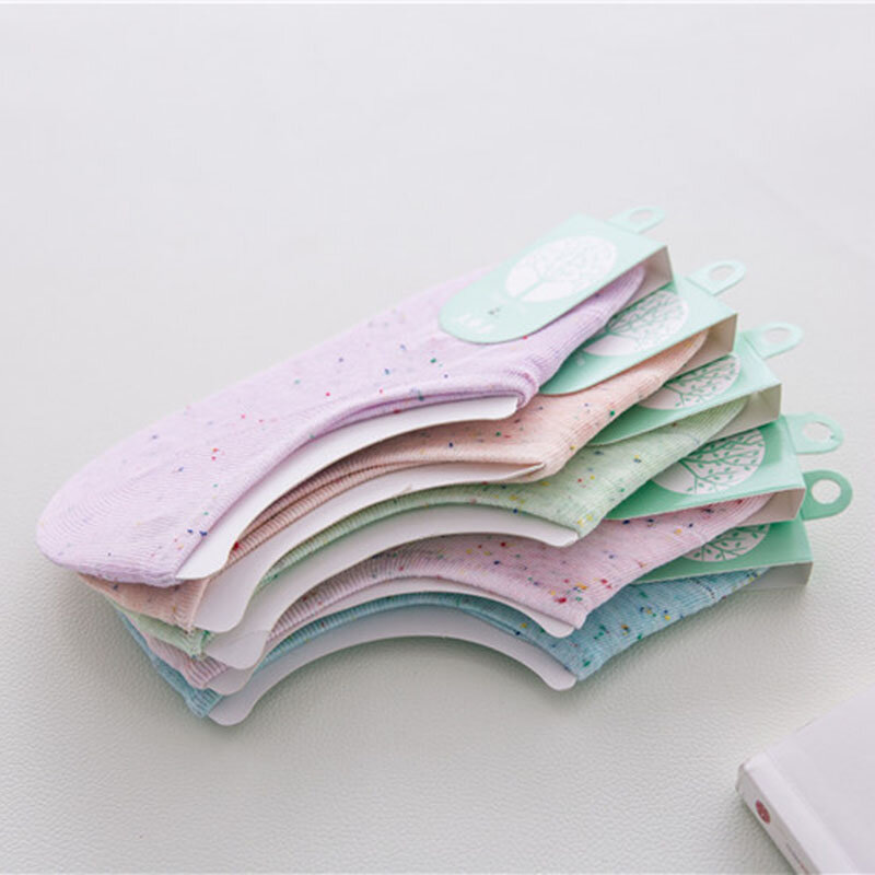 Calcetines invisibles de algodón para mujer, medias de silicona antideslizantes, boca poco profunda, cómodas y transpirables, Color caramelo, 5 pares