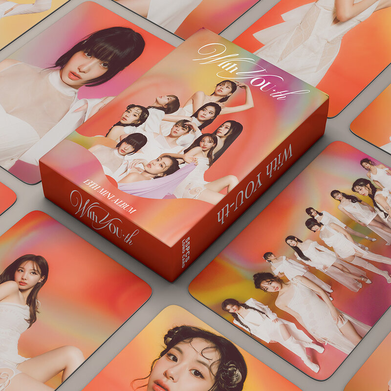 KPOP TWICE With You-th New Album Photocards, Chaeyoung MOMO Mina, dos lados, tarjetas Lomo, postales, regalos coleccionables para fanáticos, 55 unids/lote por caja