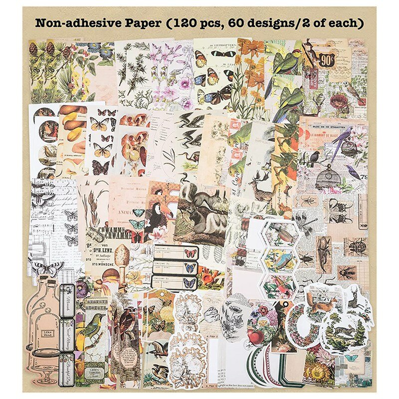 Paper Cut Trash Magazine Kit, Efêmera Pack, Scrapbook Planner, adesivo Suprimentos, Vintage, 200 pcs