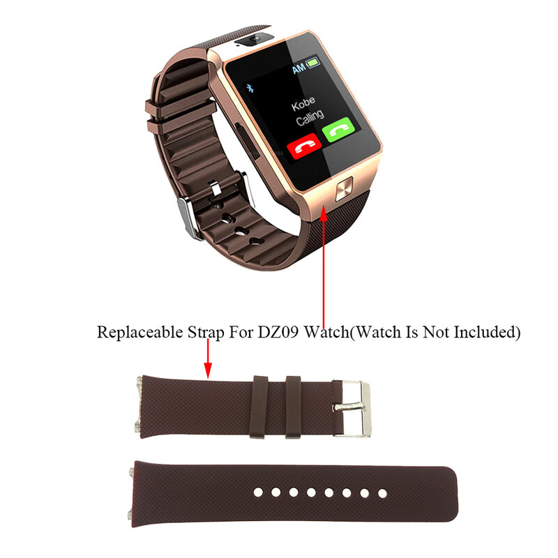 Homebarl pulseira de relógio inteligente dz09 dz 09, pulseira de substituição de silicone com pulseira + película de tela grátis
