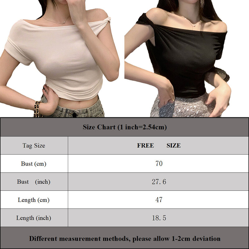 Short Top Women T-Shirt Irregular Design One-shoulder Pure Desire Scorpion Slim Snake Summer Clothing High Quality