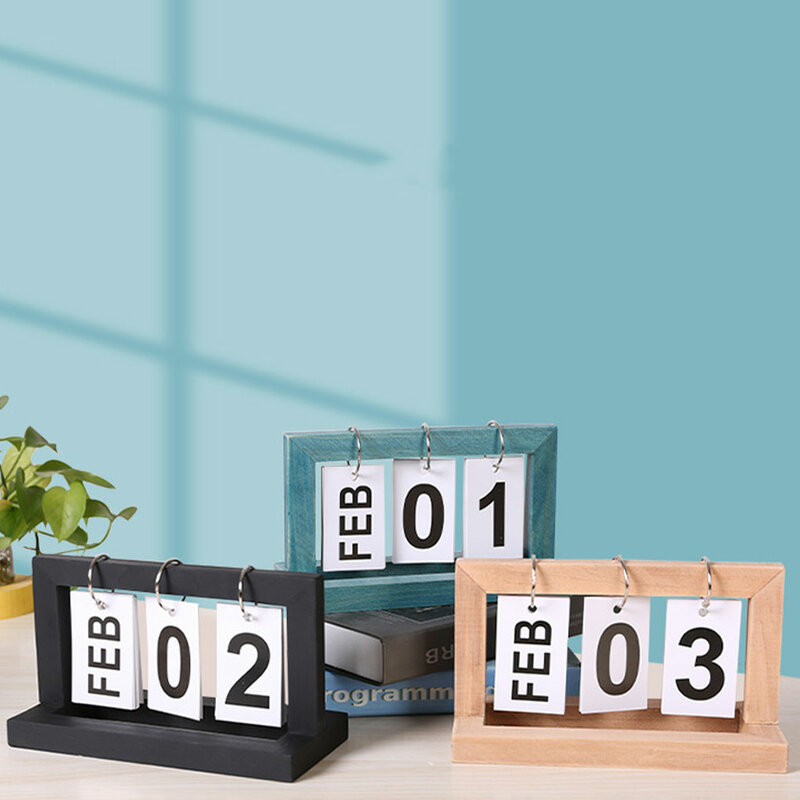 Calendario reutilizable y respetuoso con el medio ambiente, decoración de escritorio única, calendario perpetuo ampliamente utilizado, fiable, azul