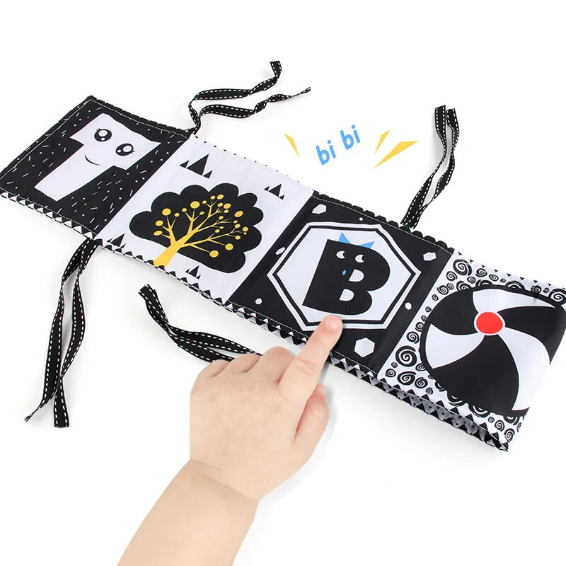 赤ちゃんのための布製の本0〜12か月の赤ちゃんのおもちゃ黒と白