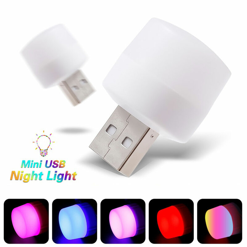 Mini USB Plug Lamp Super Bright Eye Protection Book Light Computer Mobile Power Charging USB Small Round LED Night Light