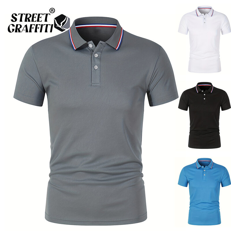 Рубашка-поло мужская с коротким рукавом, Офисная деловая тенниска на пуговицах, брендовая дизайнерская майка для гольфа, лето