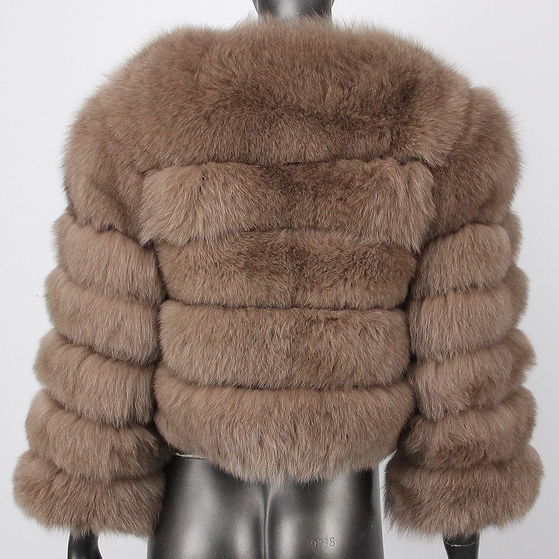 Abrigo de piel de zorro Real para mujer, chaqueta de mapache Natural con cuello redondo, gruesa y cálida, de lujo, talla grande, invierno, novedad de 2023