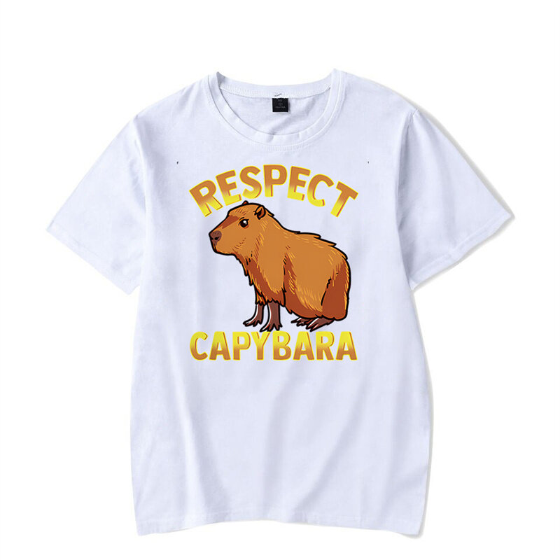 احترام Capybara الحيوان تي شيرت مطبوع الرجال 2022 الصيف تيز Harajuku تي شيرت قصيرة الأكمام تي شيرت بلايز عادية قمصان للرجال