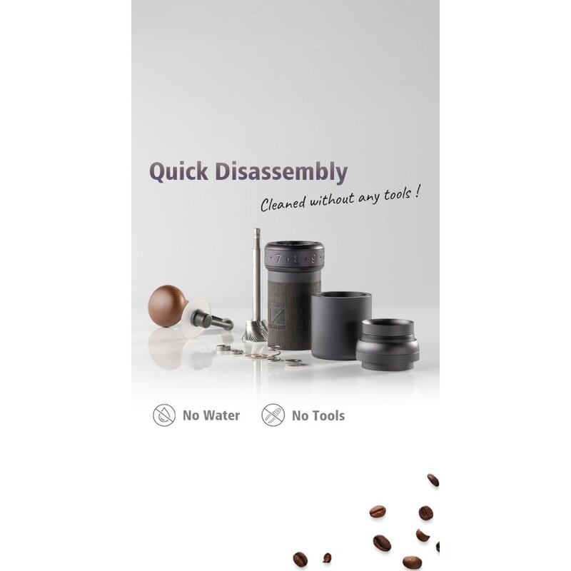 K-ultra Manual penggiling kopi perak dengan tas pembawa, rakitan konsistensi baja tahan karat penggiling kerucut