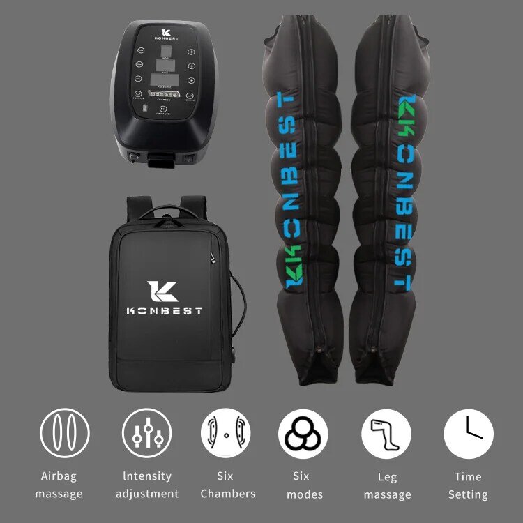 Normatec Air Compression Recovery Boots Massagem Pé Leg Therapy System Massager Device, recarregável, 6 câmaras