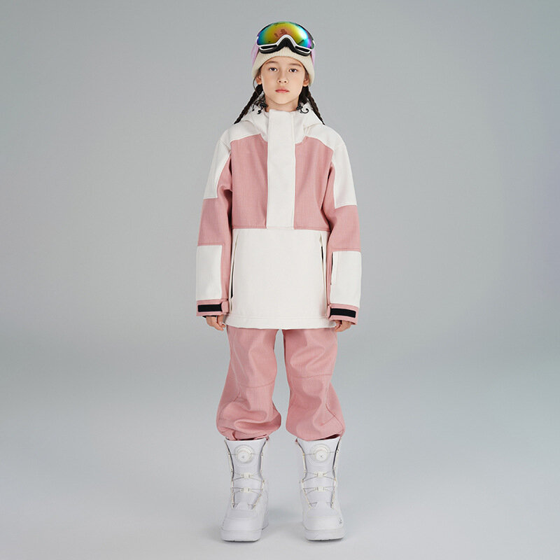 SEARIPE setelan Ski anak lelaki perempuan, pakaian penahan angin tahan air hangat luar ruangan, mantel celana salju