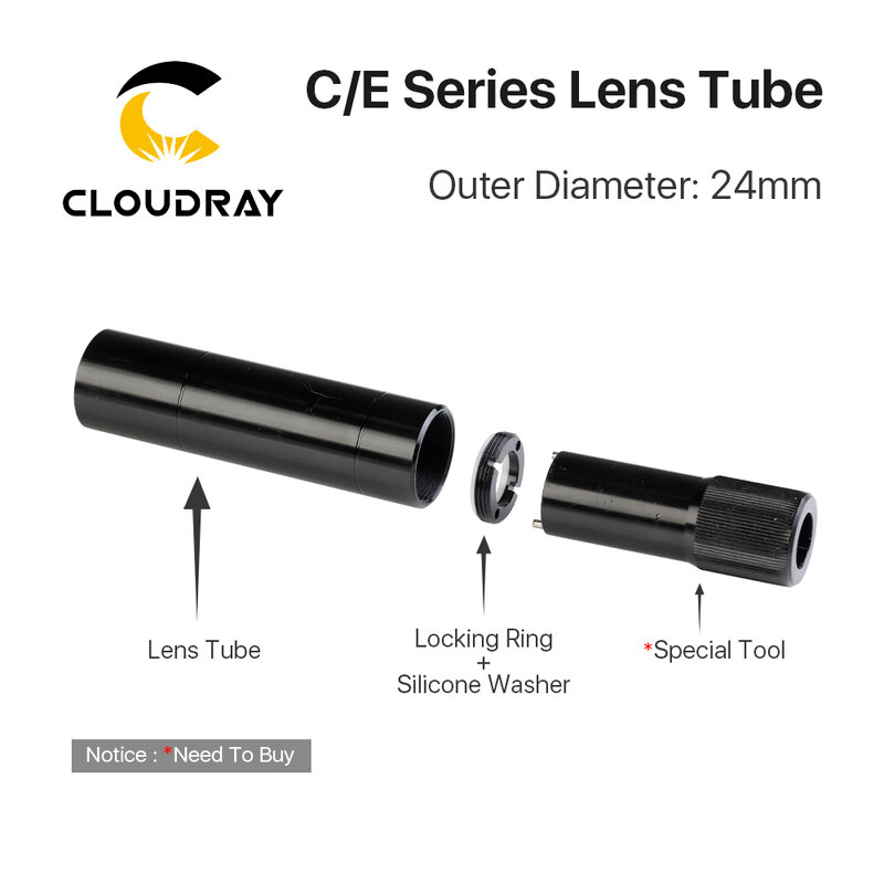 Cloudray E Series CO2 O.D.25mm Ống Kính Ống Cho D20 F50.8/63.5/101.6Mm CO2 Cắt Laser Khắc