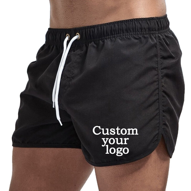 Personalize o logotipo Quick Dry Shorts de Natação para Homens Swimwear Man Swimsuit Swim Trunks Banho Beach Wear Surf Boxer Briefs 9 cor