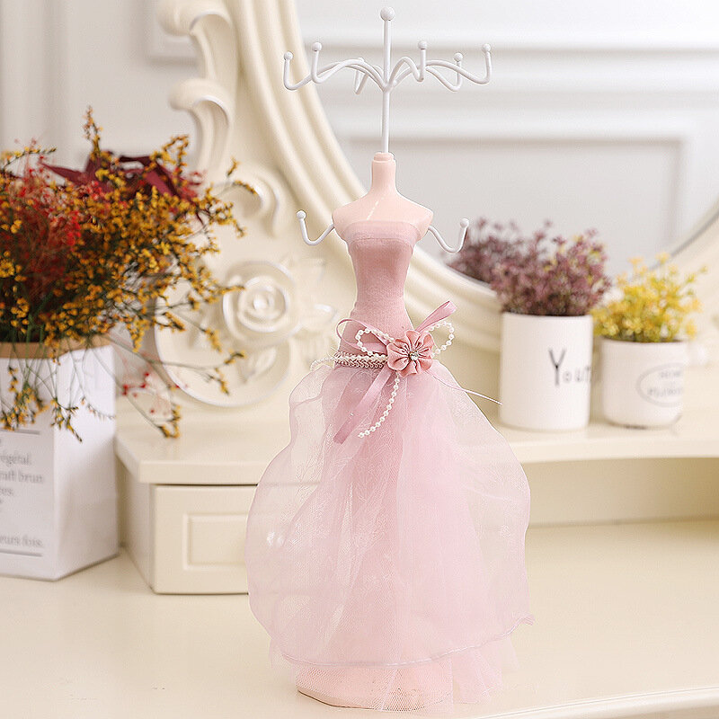 Organizador de joyas de modelos de princesa rosa, estante de exhibición de Joyas, adornos creativos para el hogar, anillos, collares, soporte de exhibición, almacenamiento