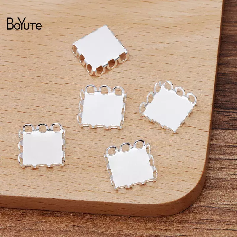 BoYuTe Custom Made (100 Pieces/Lot) 12MM Square Cabochon Base Blank Tray Diy Handmade Jewelry Accessories