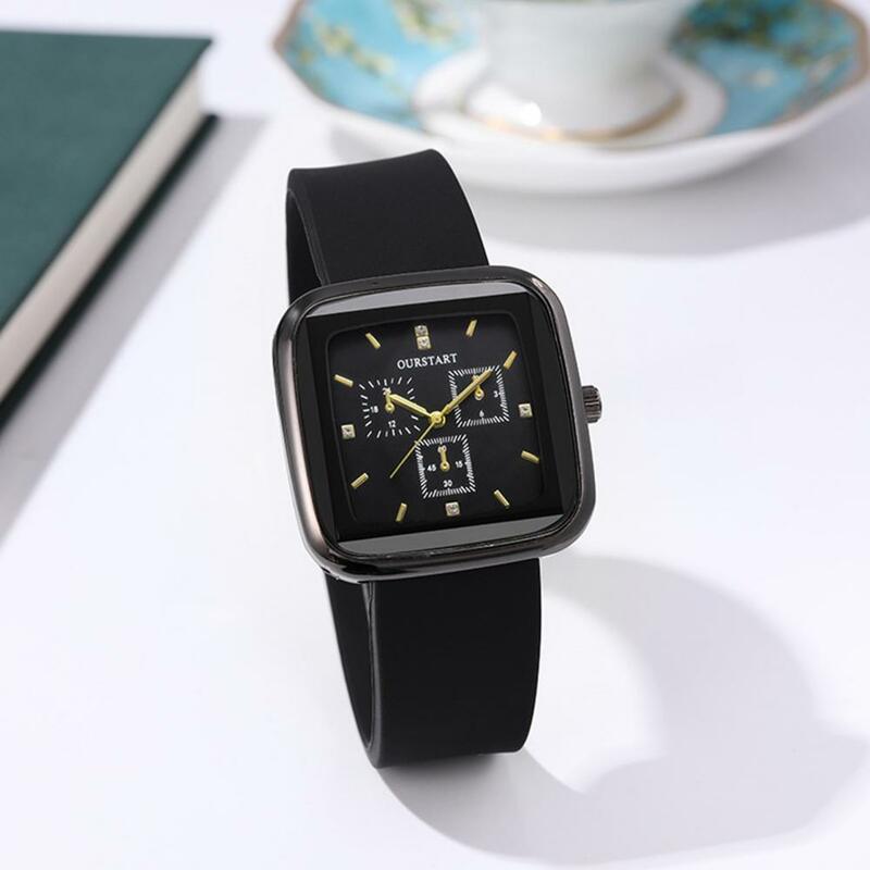 Outfit Accessory Elegant Ladies Quartz Watch with Rhinestone Decor Adjustable Silicone Strap High Accuracy for Exquisite