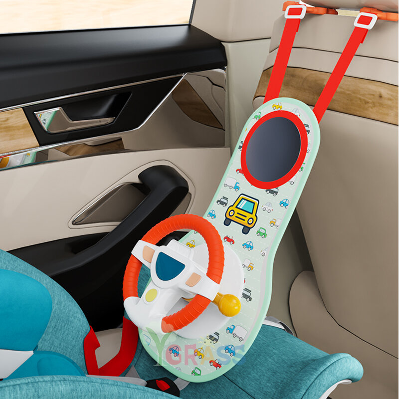 Assento de carro com simulação musical volante, brinquedo com luz, para o bebê, viagens, infante, menina e menino, presentes
