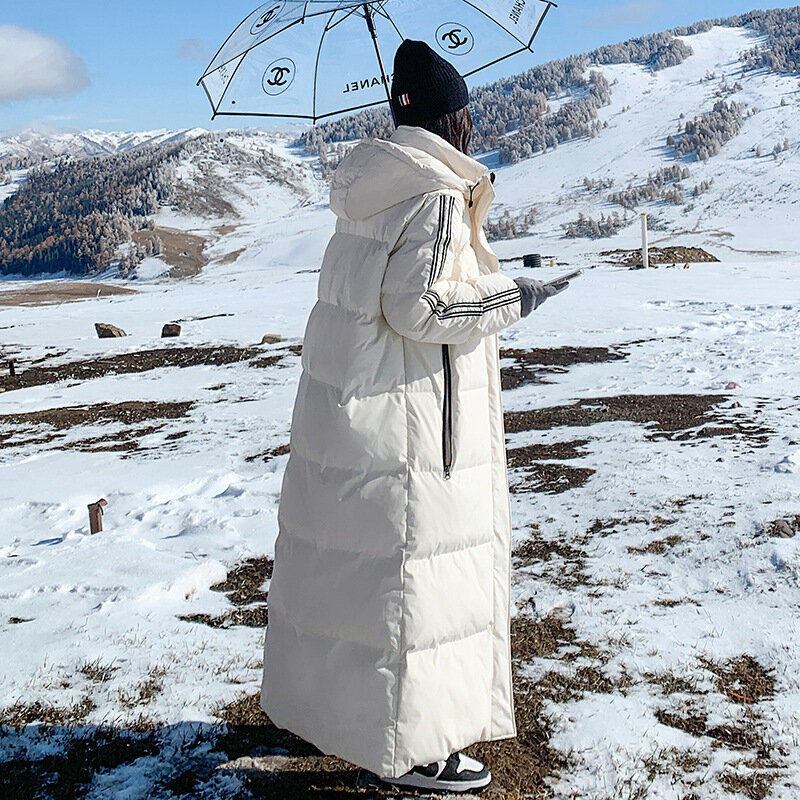 PBJ 28-54 2022 Mantel Bulu Angsa Putih Wanita Musim Dingin X Panjang Hangat