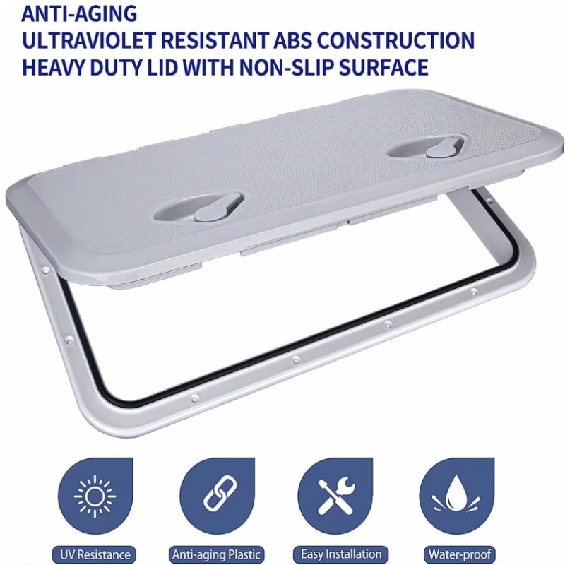 White Plastic ABS Deck Plate Cover Hatch Boat Deck Access Hatch Square Handle Hatch Pull Out Marine Accessories