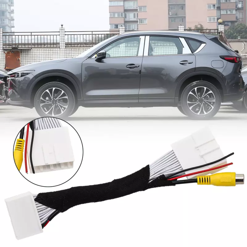 Rear View Back Up Camera Video Input Cable, ABS Copper Wire, Car Electronics Acessórios, Fits para Mazda 2, CX-5 Adapter, 12V, 1x