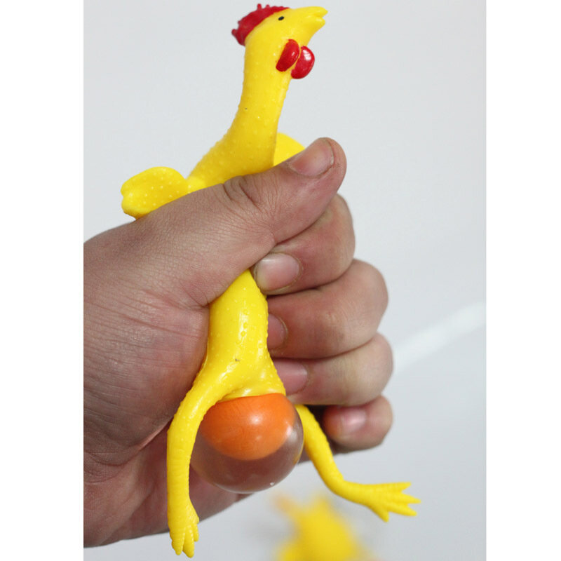 Chicken Laying Eggs Stress Ball Keychain Key Ring Funny Prank Toys Creative Gift Prank