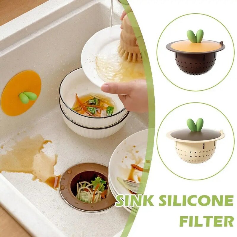 Sink Strainer Silicone Sieve Kitchen Waste Filter Screen Net Round Floor Cover Drain With Anti-clogging Cute Cartoon Leak S E0F8