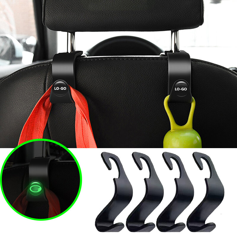 4PCS Car Luminous Hooks, Seat In-Car Item Hook, Backrest Concealed Multi-Function Luminous Hook, Automotive Interior Accessories