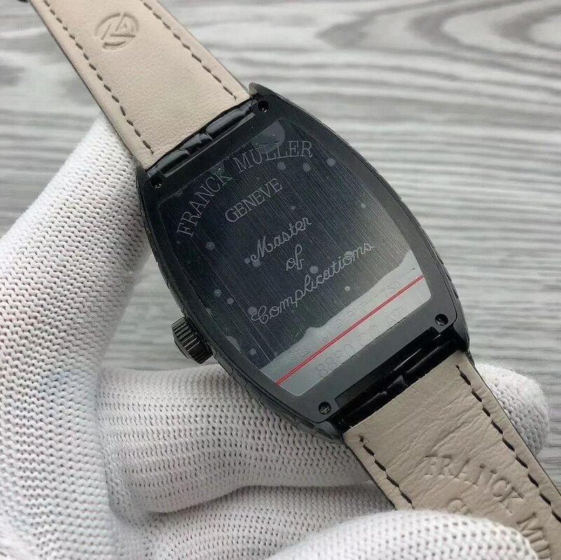 Franck Muller Horloges Voor Heren Automatisch Horloge Gemaakt Van Precisie Staal Met Driedimensionale Geruite Hoes Lichtgevende Lederen Band