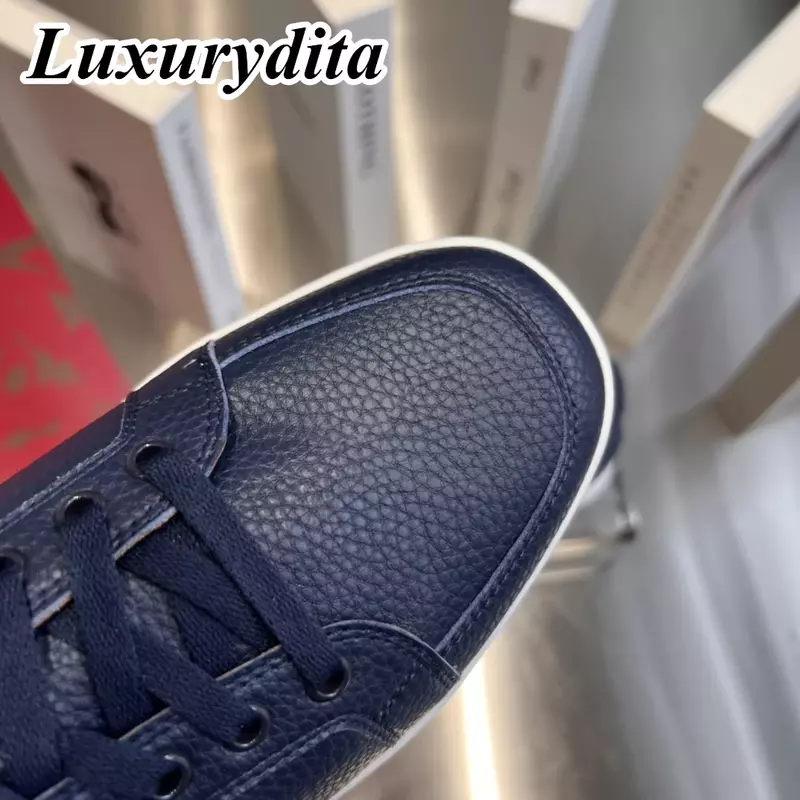 Luxurydita รองเท้าผ้าใบหนังแท้สำหรับผู้ชายดีไซน์เนอร์ลำลอง, รองเท้าเทนนิสผู้หญิงที่หรูหราพื้นรองเท้าเทนนิสขนาด35-47 unisex แฟชั่น HJ341