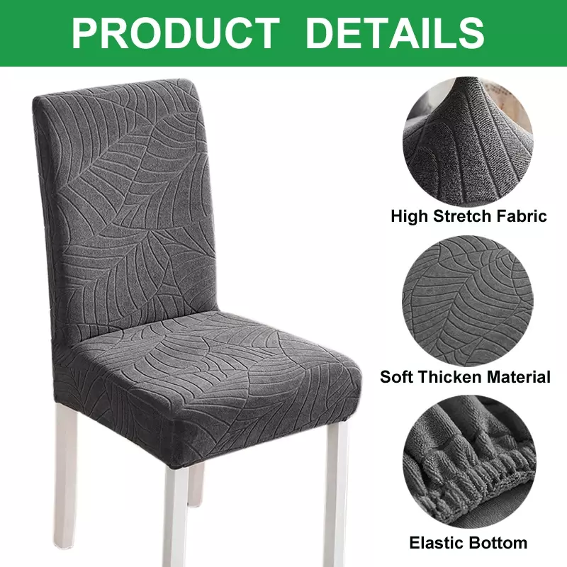 Elastic Dining Chair Cover Thick Jacquard Spandex Chair Cover for Dining Room Anti-Slip Kitchen Chair Cover 1/4/6/8 Pieces