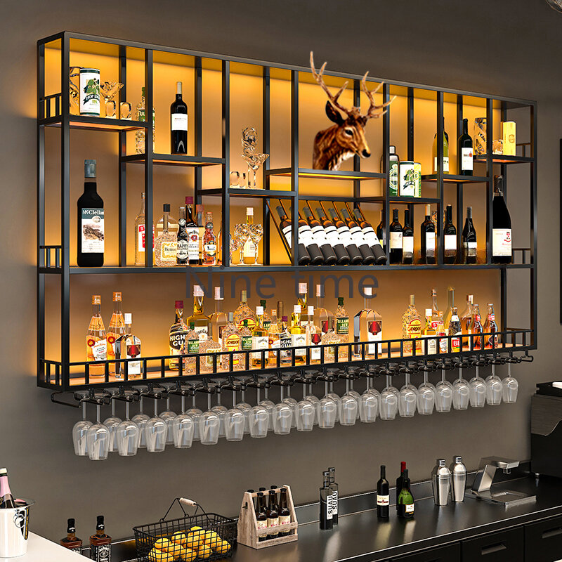 Restaurant Commercial Wine Cabinets Cocktail Retail Holder Modern Bar Cabinet Club Industrial Armoire Vitre Liquor Furniture
