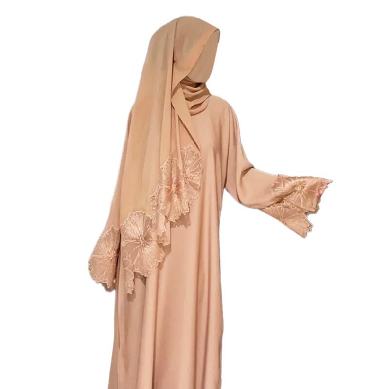 Muzułmańska szata elegancka z chustą damska sukienka Abaya kaftanowa suknia modlitewna w hidżabie na festiwal modlitewny na świeżym powietrzu dla kobiet