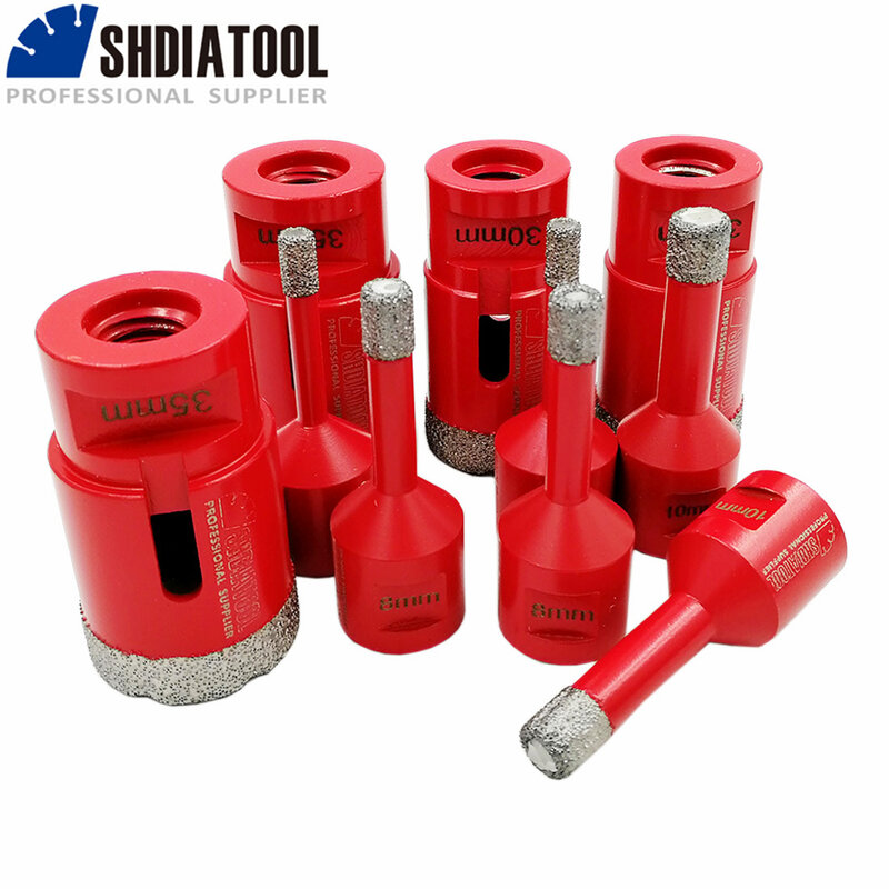 SHDIATOOL Khô Hút Chân Không Chia Lửa Bằng Đồng Nguyên M14 Kết Nối Kim Cương Khoan Core Bit Kim Cương Cao 10mm cưa Lỗ cho sứ Đầm thun đính đá