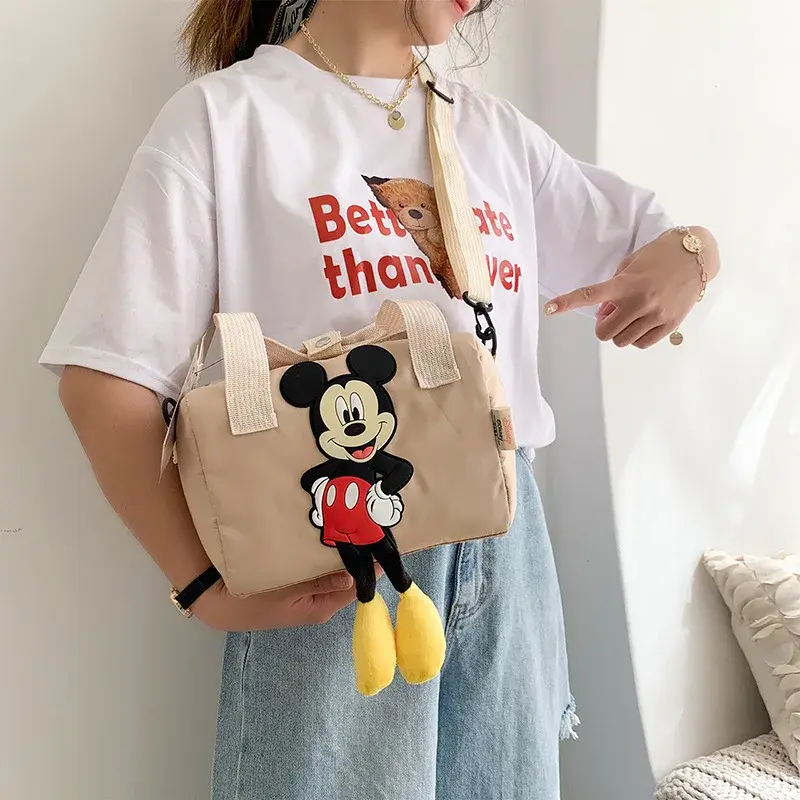 디즈니 애니메이션 미키 마우스 숄더백, 만화 패턴 캐릭터, 여성 메신저, 귀여운 패션 핸드백, 소녀 생일 선물