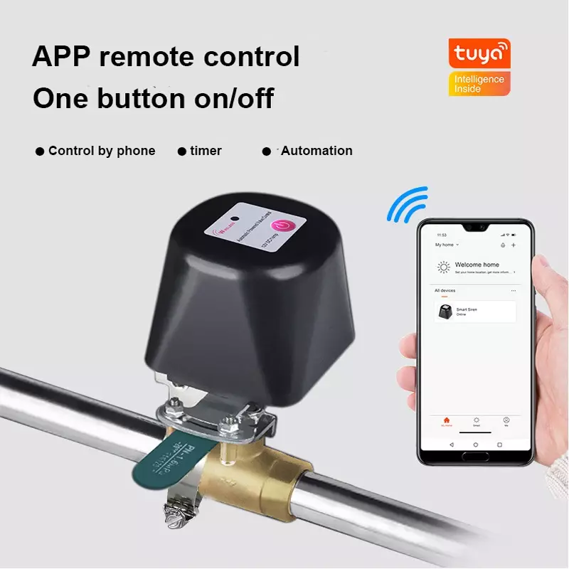 Tuya WiFi Water Valve Smartlife Auto Control Smart Gas Valve Remote Control Vioce Control By Alexa Echo Google Gas Shutoff Valve