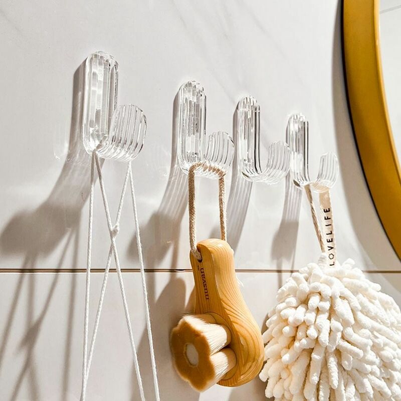 バスルームのキー用の透明なアクリルパンチフック,粘着性,豪華,装飾,6ユニット