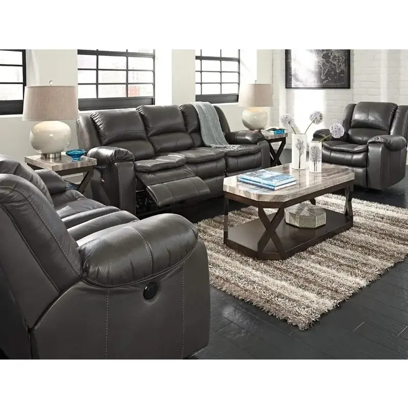 Radilyn Faux Marmor 3-teiliges Tischset, inklusive Couch tisch und 2 Beistell tischen, grau & braun
