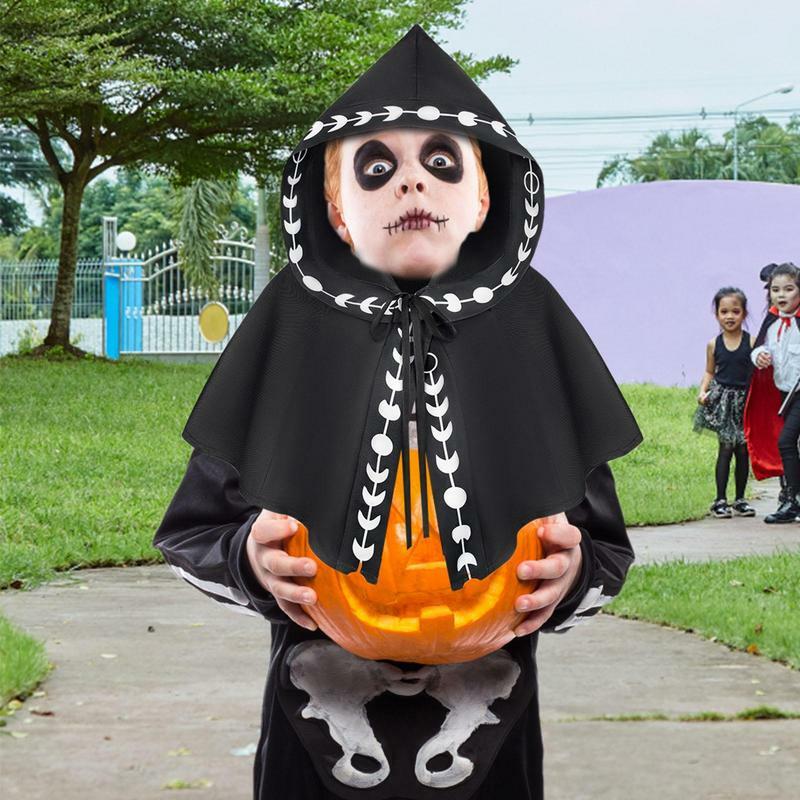 Capa de Halloween com capuz infantil, envoltório retrô gótico, acessórios cosplay para vestir, palco para fotos, novo, 1 peça