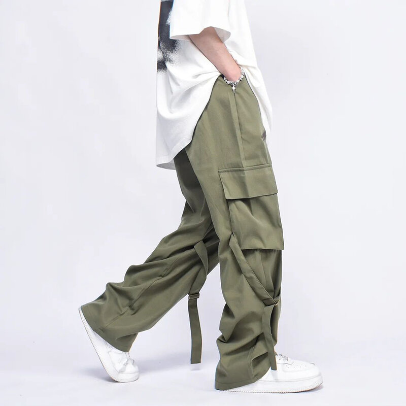 Pantaloni Casual larghi Y2K Street stile americano dritto allentato Hip-hop sport gamba larga Multi-tasca utensili pantaloni per la pulizia per gli uomini