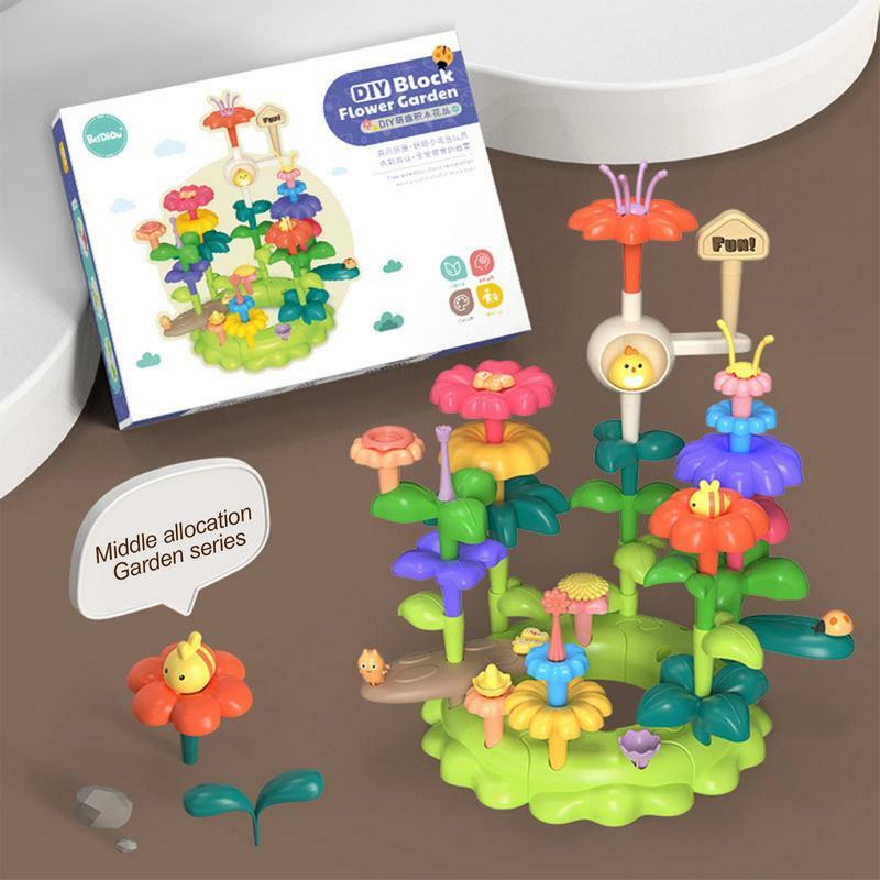 DIY بها بنفسك الخرز الزهور لعب للبنات الأطفال زهرة ترتيب لعبة اكتساب المعرفة النباتية تجميع حديقة ألعاب تعليمية