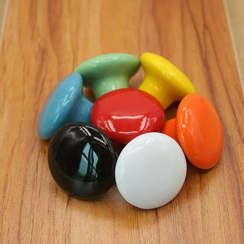 1 stücke Bonbon farbe runde Keramik Design Glas knöpfe Schrank Schublade ziehen Küchen schrank Tür Kleider schrank Griffe Schublade Schließfach